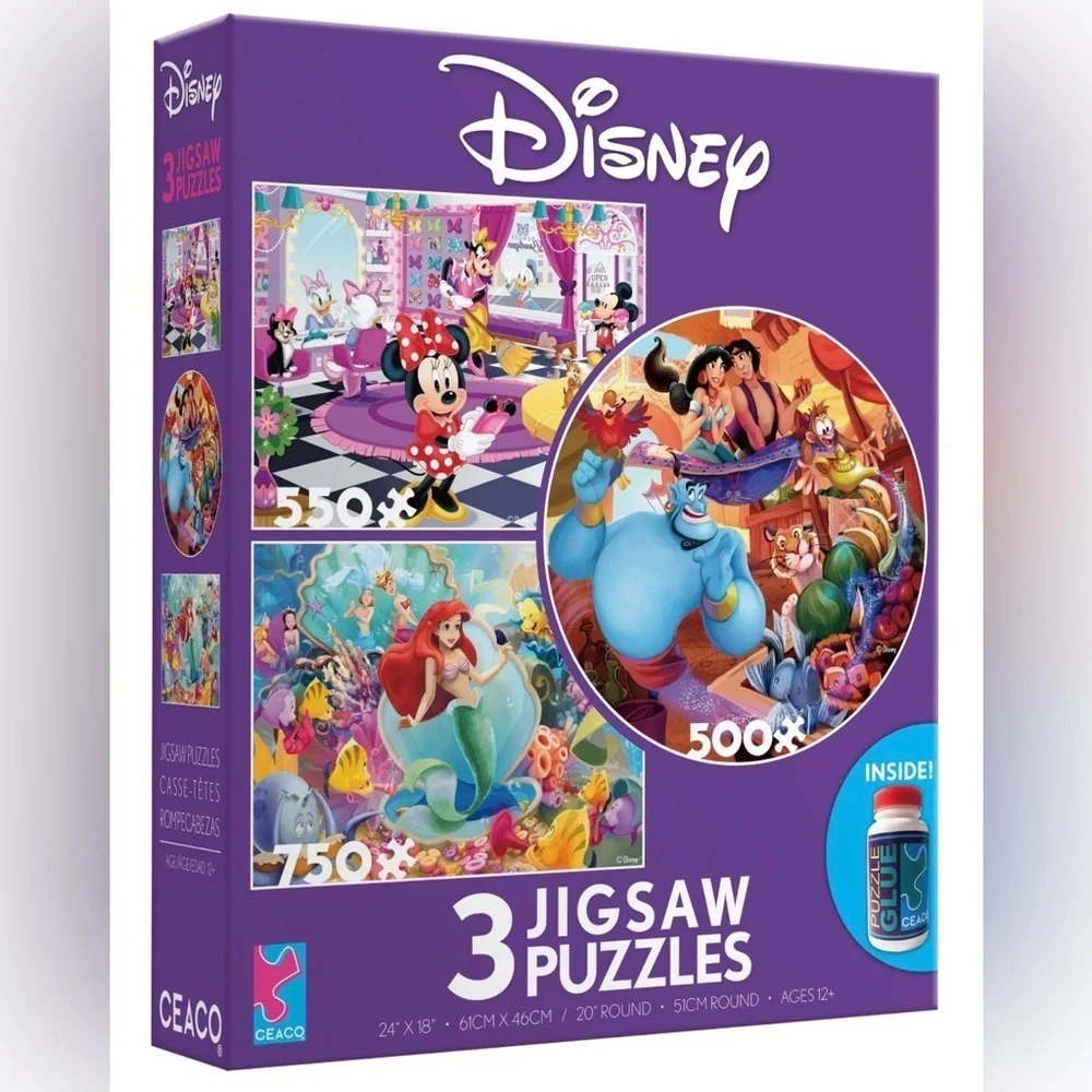 Disney puzzle Ceaco Jigsaw Puzzle Disney 3-1 Minnie Mouse, Ariel & Jasmine new